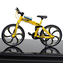 (Yellow) 1:10 Mini Bike Model Openable Folding Mountain Bicycle Bend Racing Alloy Model Toys