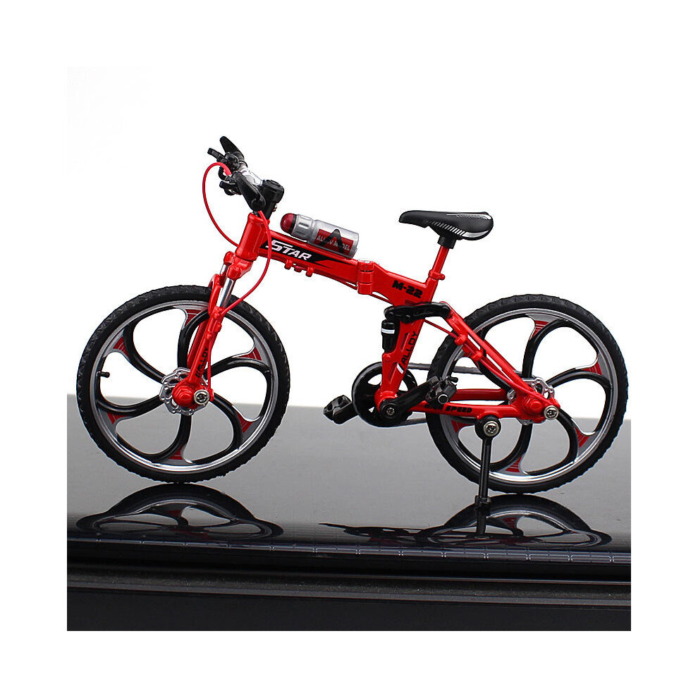 (Red) 1:10 Mini Bike Model Openable Folding Mountain Bicycle Bend Racing Alloy Model Toys