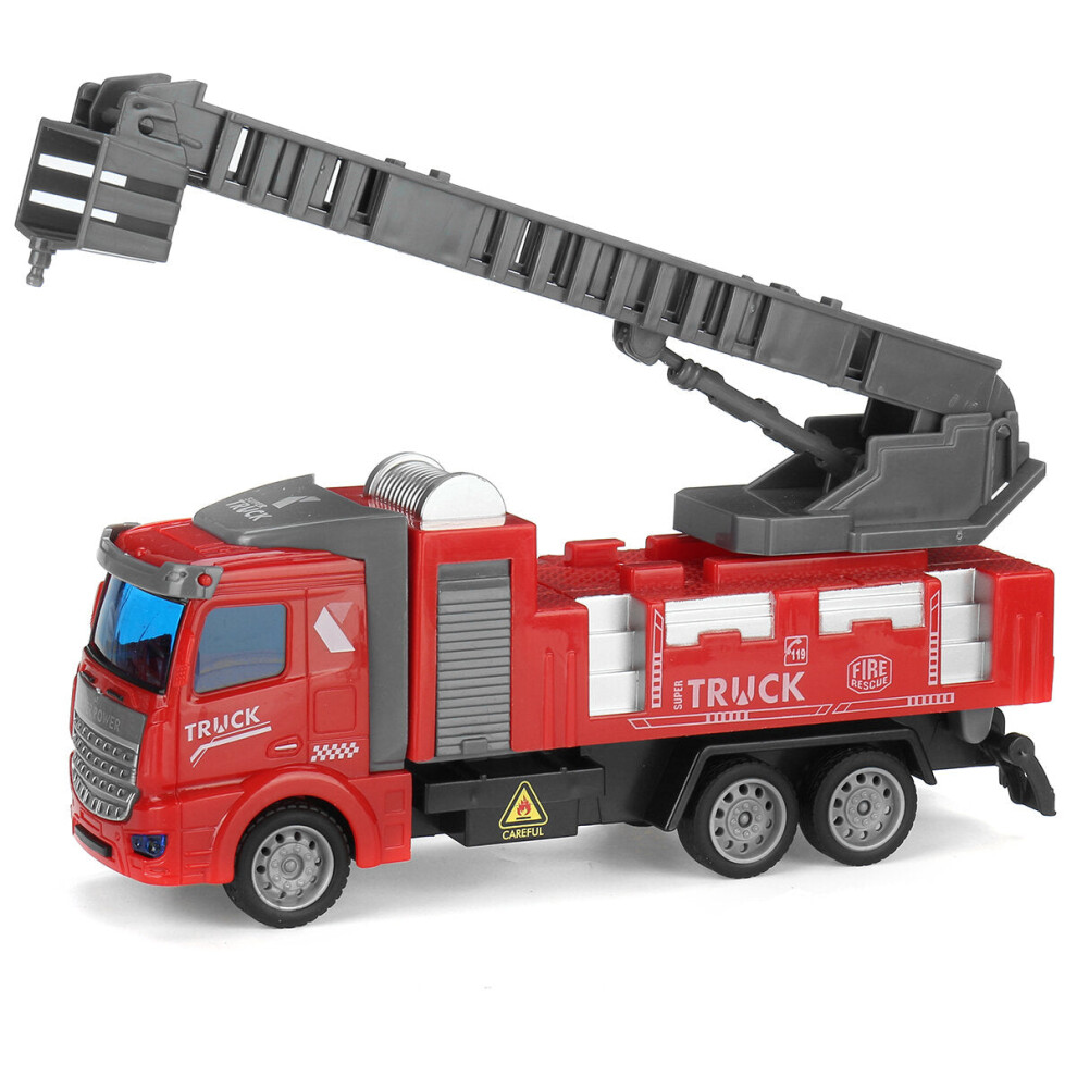 (Ladder Fire Truck) 1:48 Children's Return Truck Rescue Fire Truck Sprinkler Lifting Platform Ladder Rescue Team Simulation Car Toy