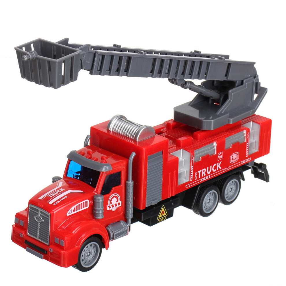 (Ladder Fire Truck) 1: 48 Red Ladder / Sprinkler / Lifting Platform Long Head Return Fire Truck