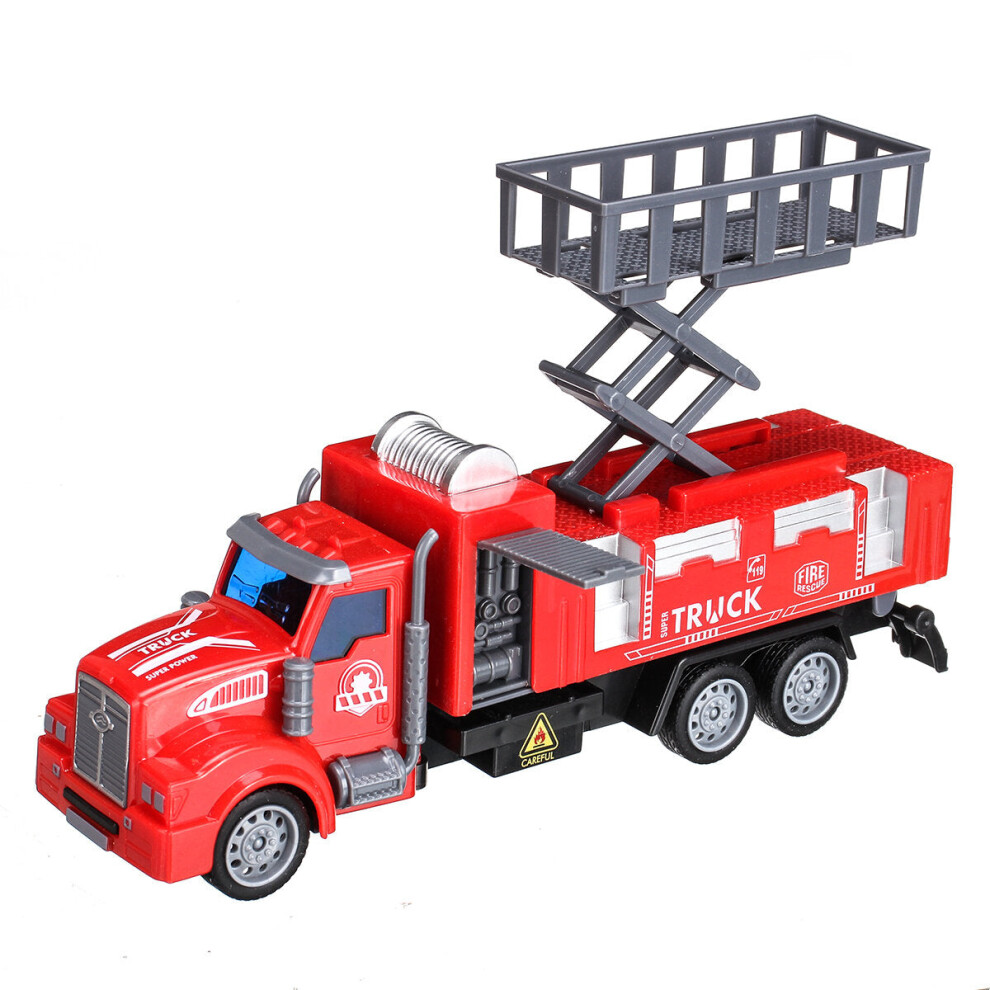 (Lifting Platform Fire Truck) 1: 48 Red Ladder / Sprinkler / Lifting Platform Long Head Return Fire Truck