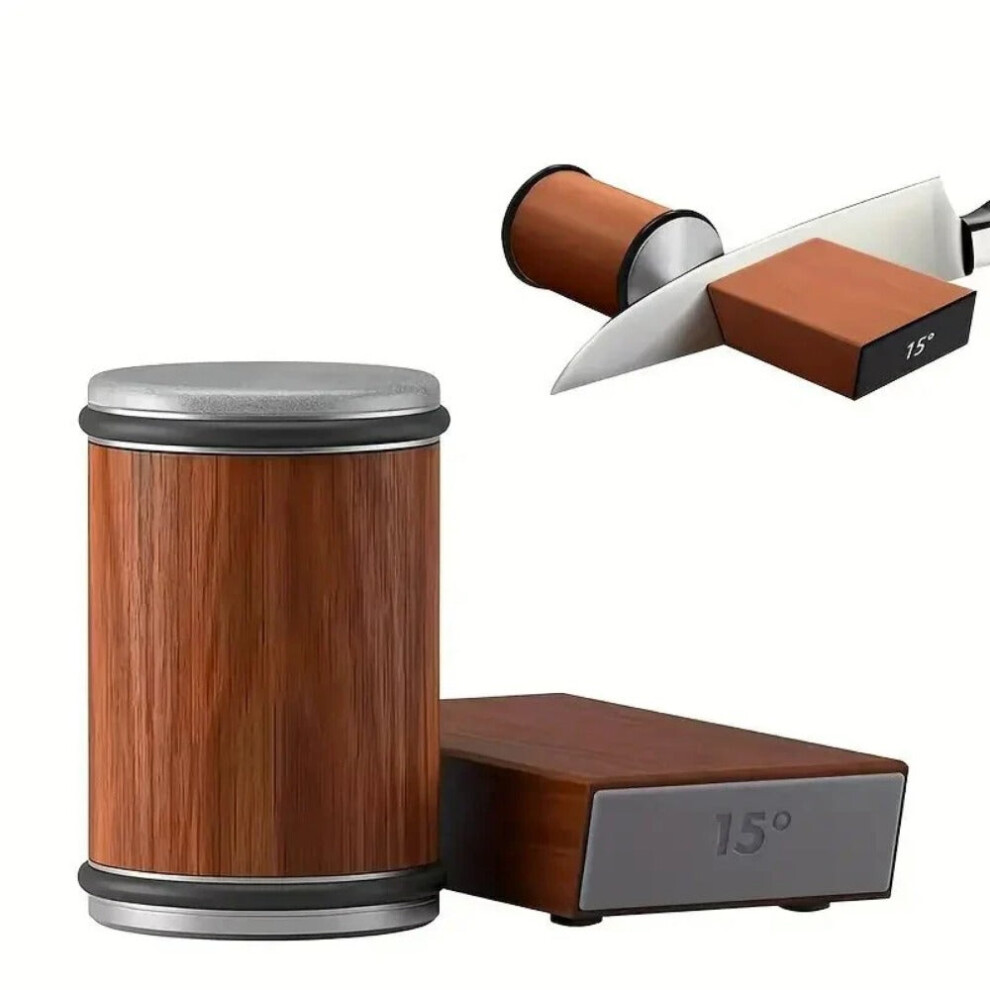 Magnetic Rolling Knife Sharpener Kit with Dual Angles 15 & 20 for All Steel Types