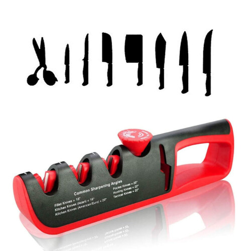 (Black) 4-Stage Multifunctional Knife Sharpener with Adjustable Angle - Premium Handheld Tool for Knives and Scissors 1