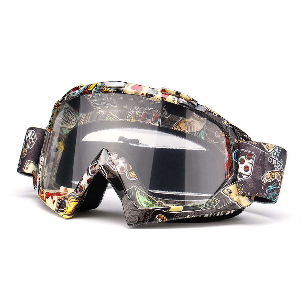 (Clear) Motorcycle Goggles Windproof Racing Skiing Outdoor Sport Glasses