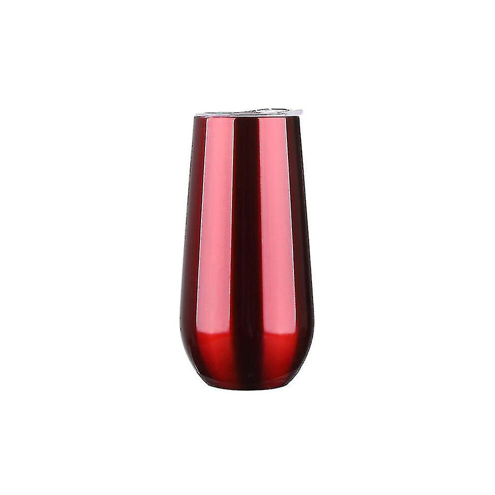 (Clear Red) 1pc 6oz Double-wall Stainless Steel Vacuum Insulated Cup Coffee Tea Mug Tumbler