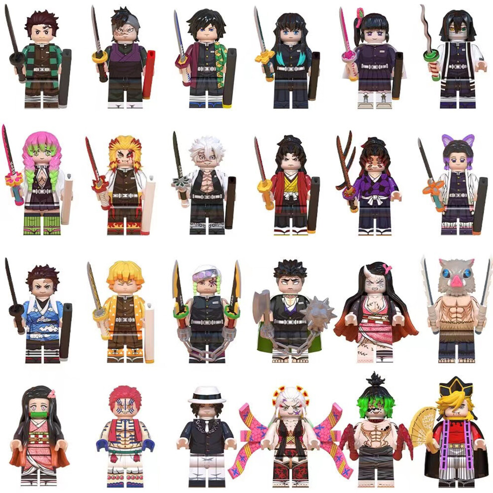 Bonxaif (24Pcs-A+B+C) 24Pcs Demon Slayer Series Children's Toy Fit Lego