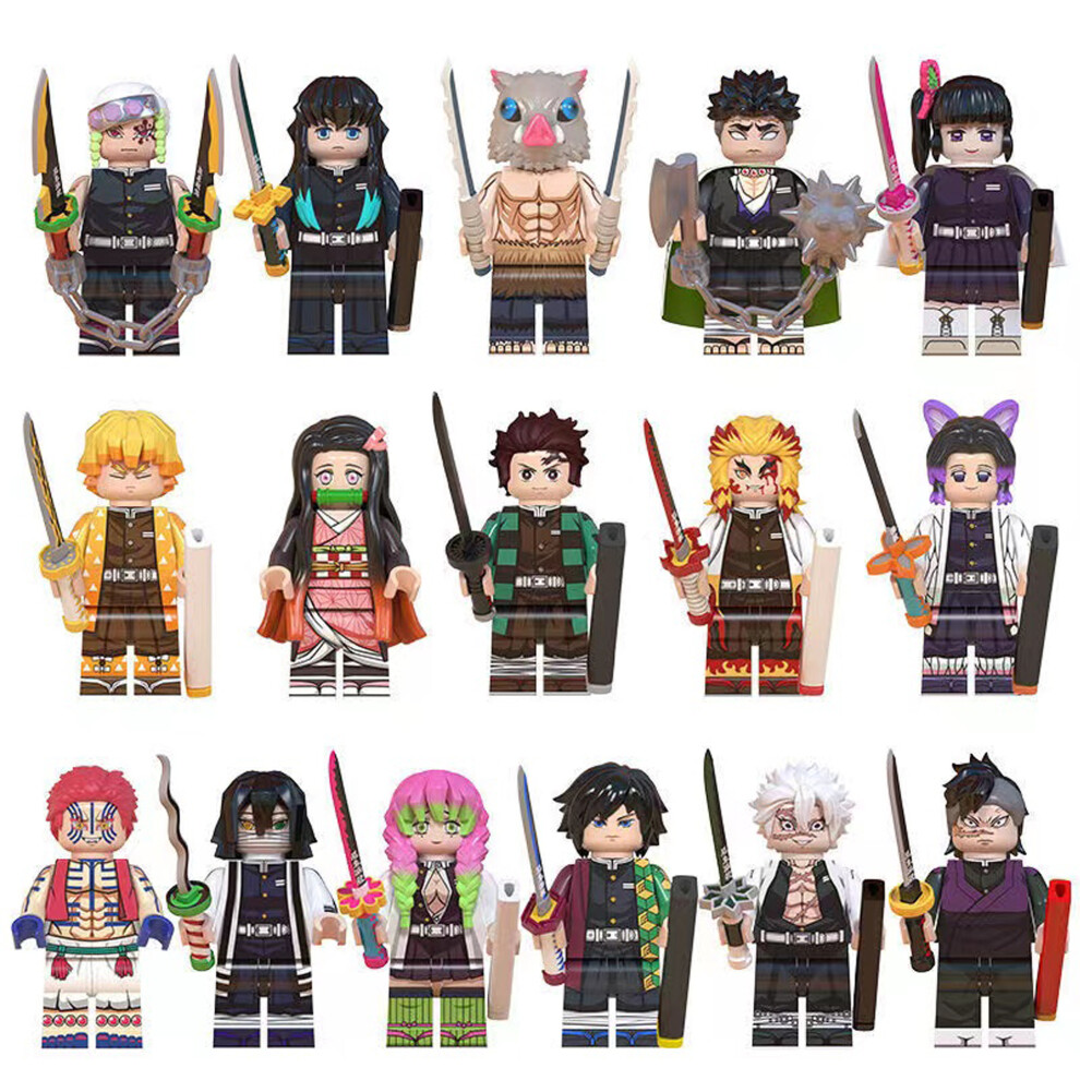Bonxaif (16Pcs-A+B) 24Pcs Demon Slayer Series Children's Toy Fit Lego