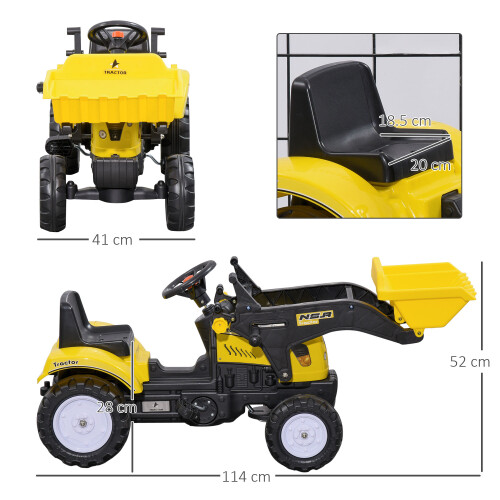 Homcom HOMCOM Pedal Go Kart Ride On Excavator W/ Front Loader Digger, Four Wheels Child 1
