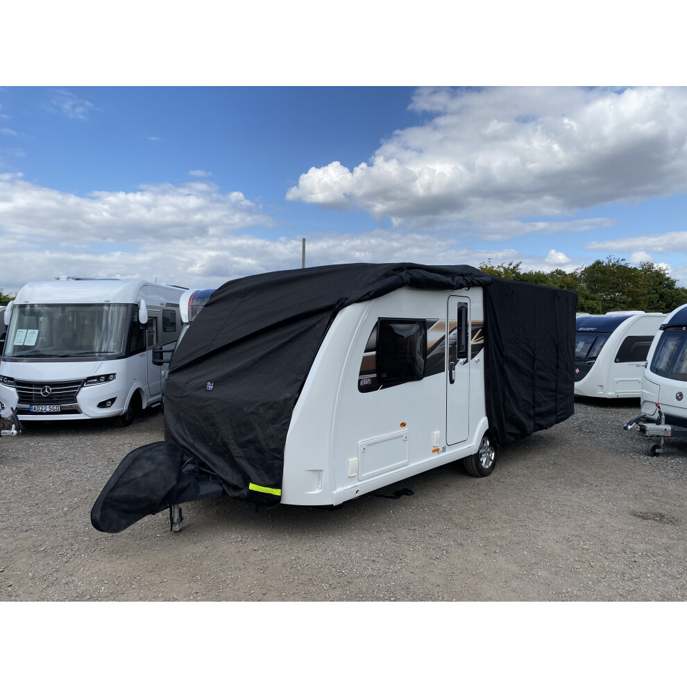 Breathable Waterproof 4Ply Caravan Cover with Free Hitch Cover Black