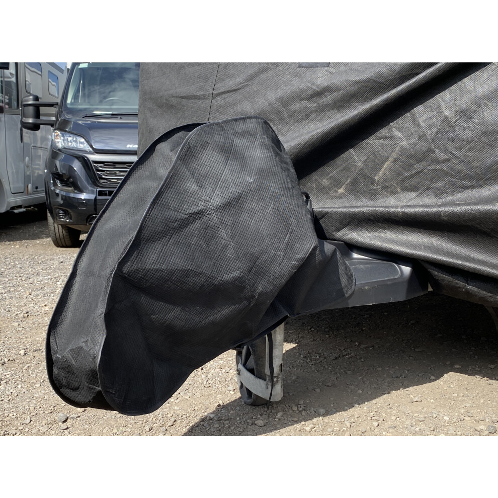 Breathable Waterproof 4Ply Caravan Cover with Free Hitch Cover Black