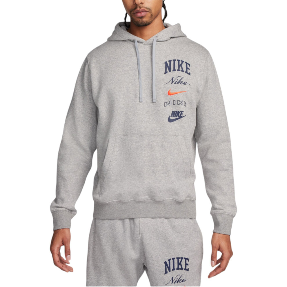 Nike (Grey, S) Fn2635 Mens Fleece Hoodie Sweat