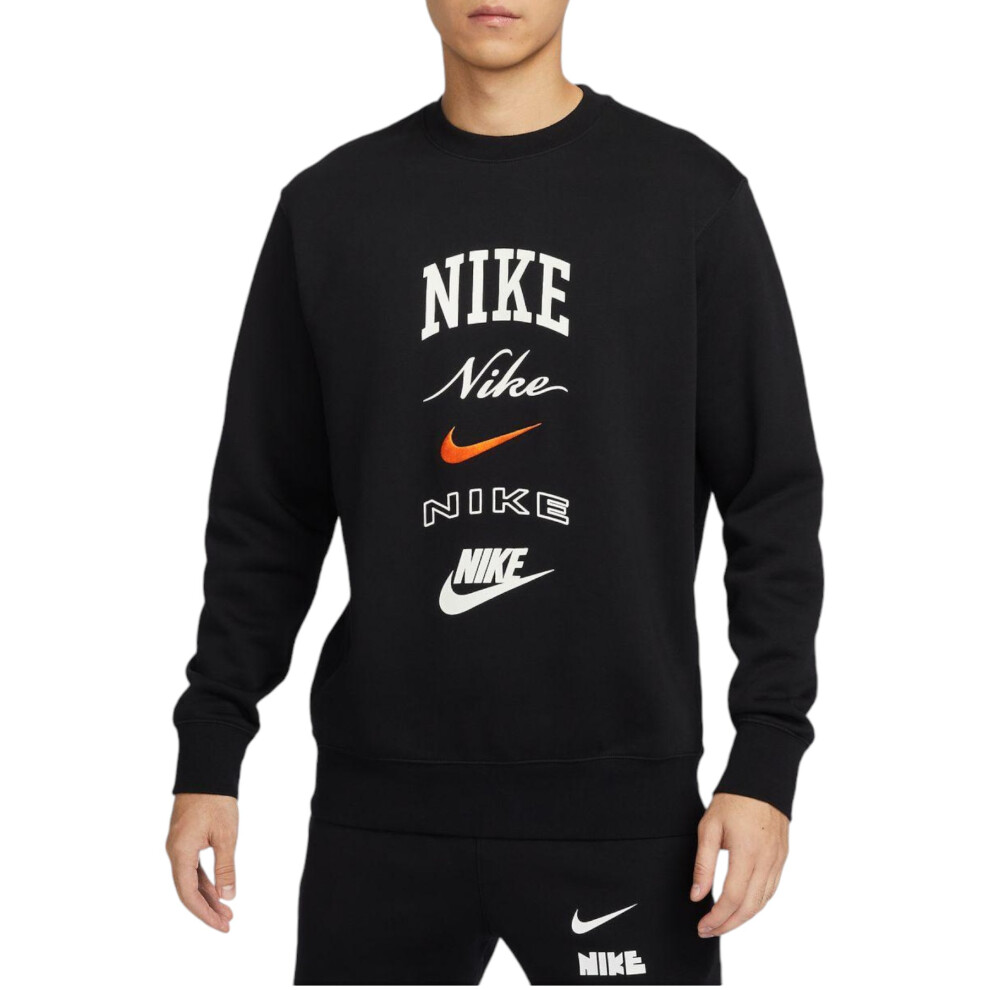 (Black, L) NIKE FN2610 Mens Crew Sweatshirt Jumper