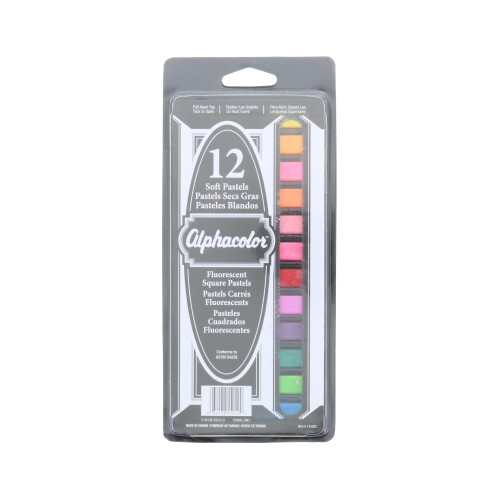 Pastelli Derwent Alphacolor Soft, Fluorescent, 12 Pastelli per Set (155002), Multi-Colore