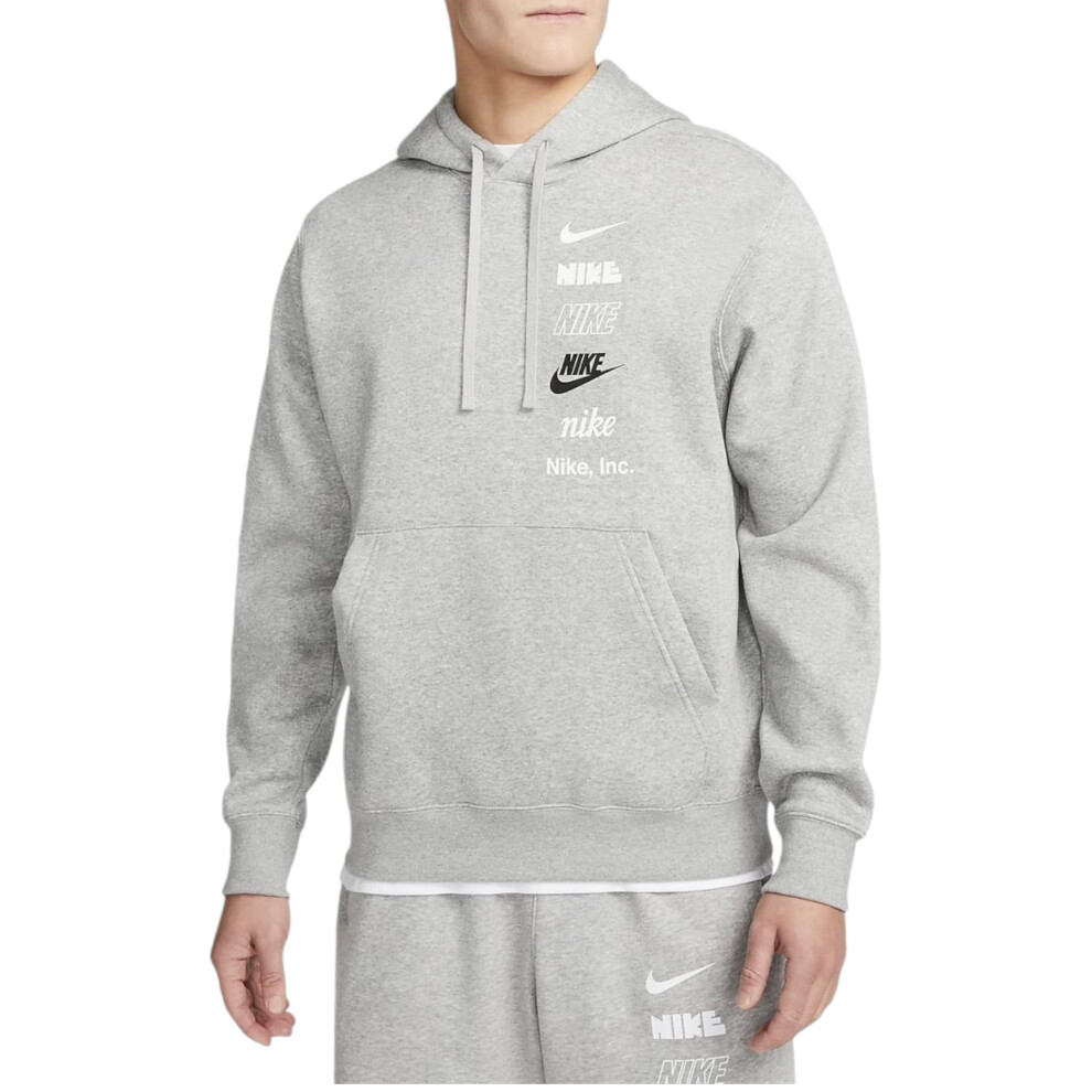 (Grey, M) NIKE DX0783 Mens Fleece Hoodie