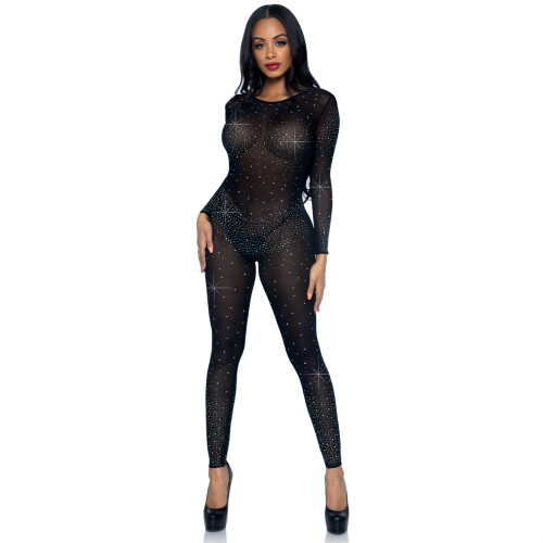 Sheer Rhinestone Catsuit.