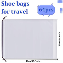 64pcs Transparent Shoe Bags for Travel Large Clear Drawstring Bags