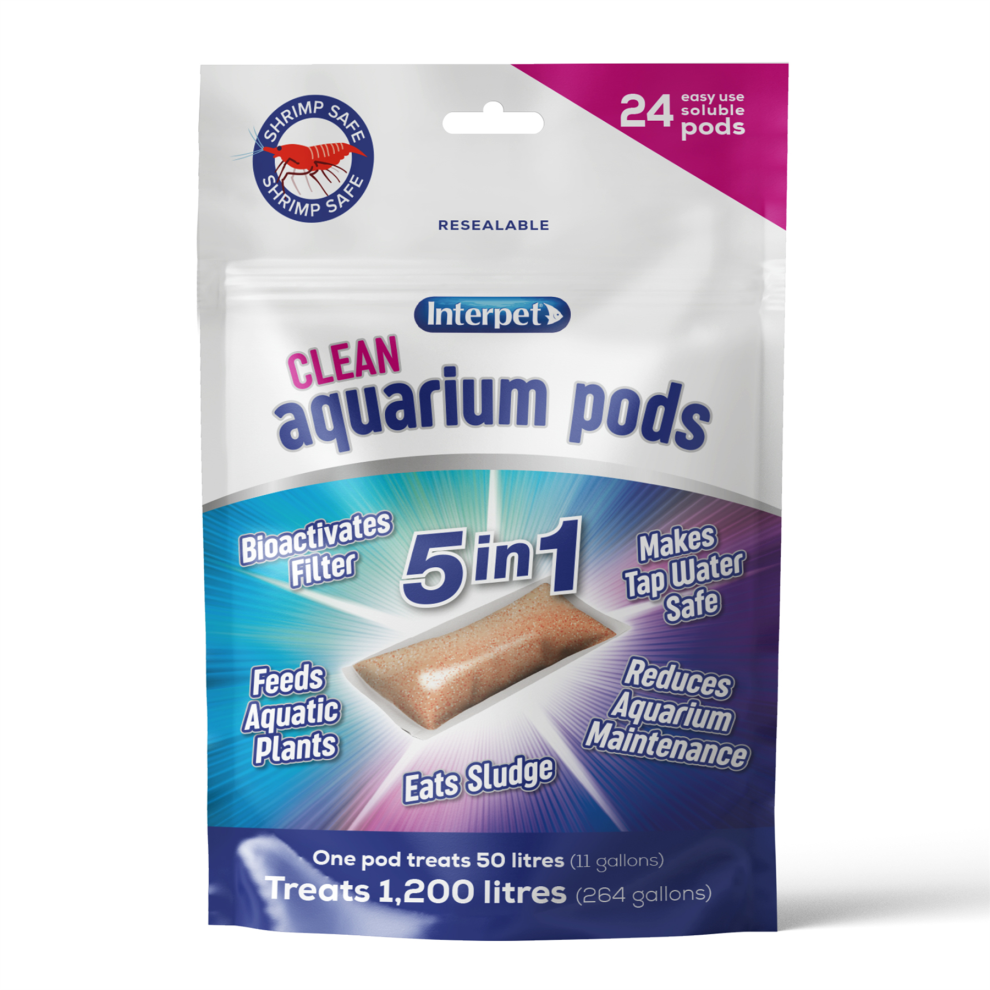 (24 Pack) Interpet Clean Aquarium Pods Fish Tank Water All in 1 Treatment Filter Start Aquatic Plant Food