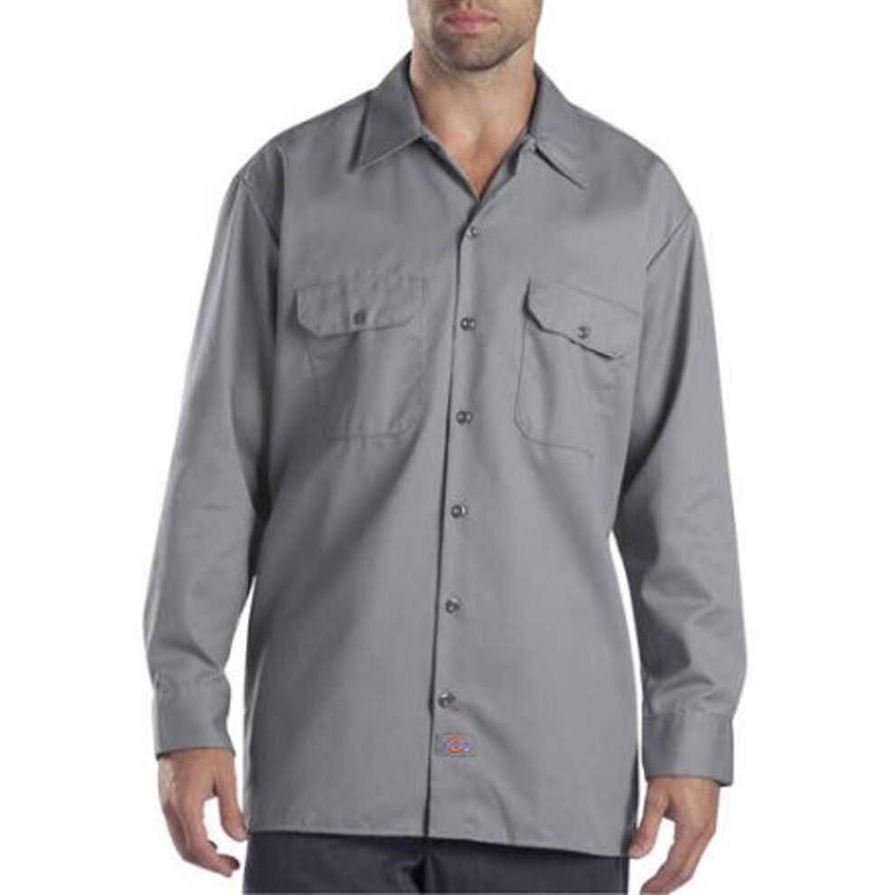 Dickies Mens Long Sleeve Work Shirt  Silver  Medium