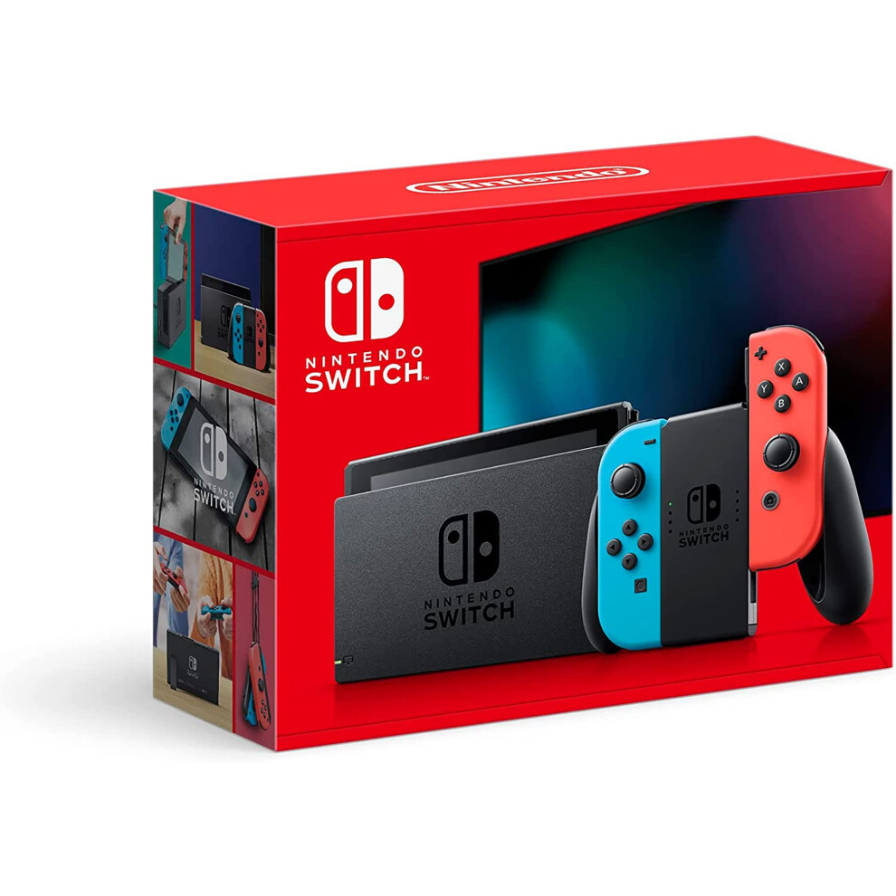 Nintendo Switch with Neon Blue and Neon Red Joy-Con