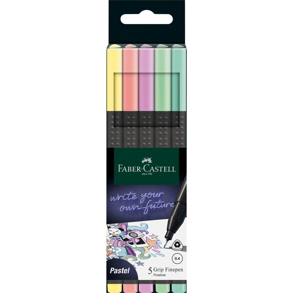 Faber-Castell Grip Finepen Pastel Pen - set of five