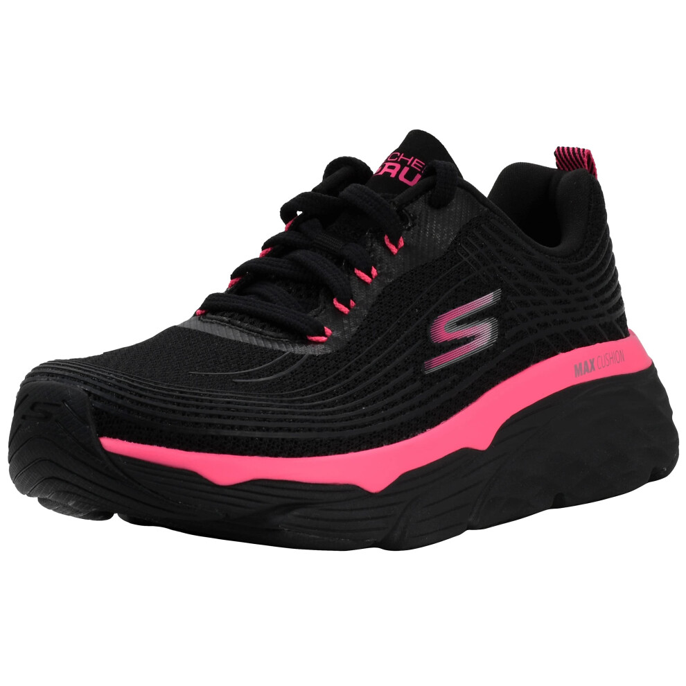 Skechers Womens Max cushion Sneaker BlackHot Pink 7