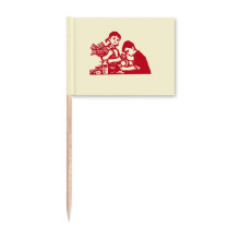 China Red Education Propaganda Technology Toothpick Flags Marker Topper Party Decoration