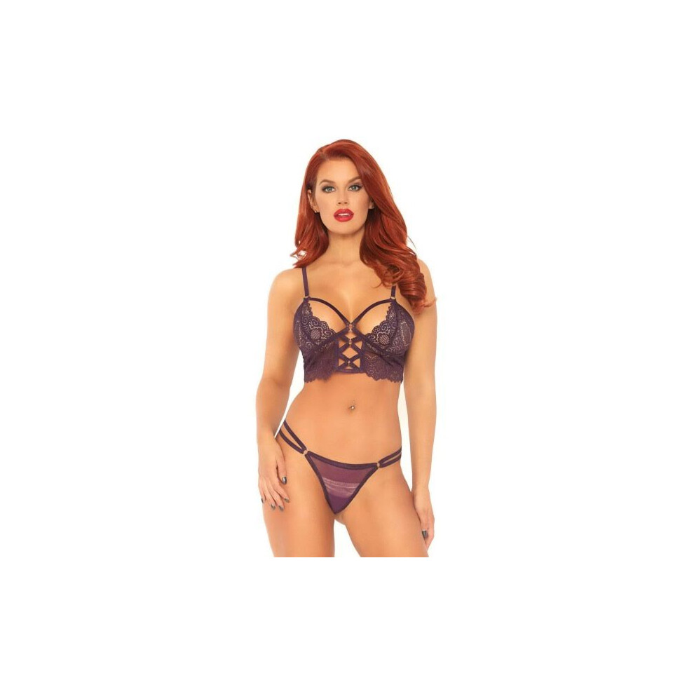 Bralette en dentelle Leg Avenue 2 pièces avec cage couleur prune