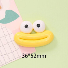 (Yellow) Large funny expression car interior decoration home room desk photo frame DIY cartoon accessories resin jewelry gift