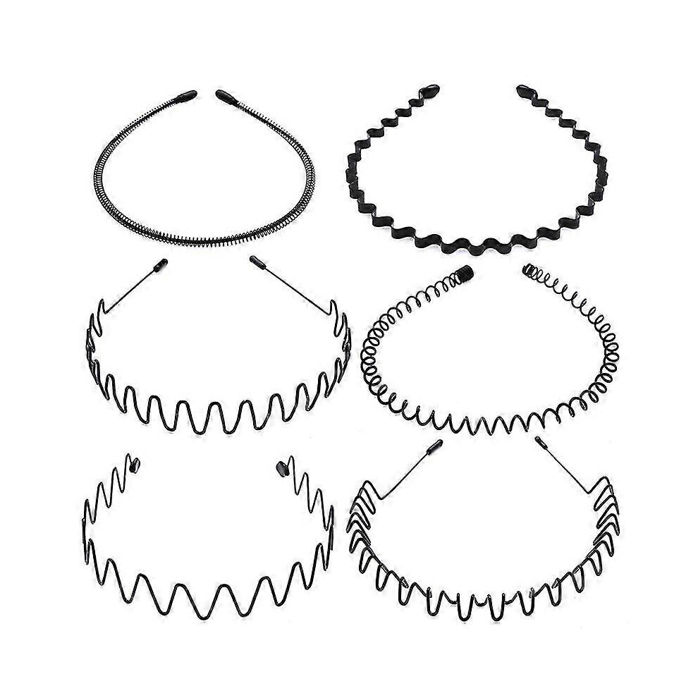 Bandeau En MéTal 6Pcs Bandeaux éLastiques Pour Cheveux Unisexe Noir Accessoires De Mode Pour Les Cheveux Flexibles Pour Les Hommes Femmes Enfants-image