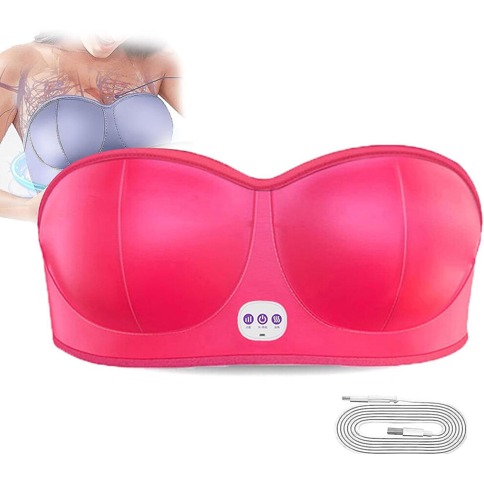 Red (Red) Chest Beauty Enlargement Machine, Electric Breast Lift Massager Bra, Bust Enhancer Vibration Massager Usb-Plug With Hot Compress, Anti Sagging