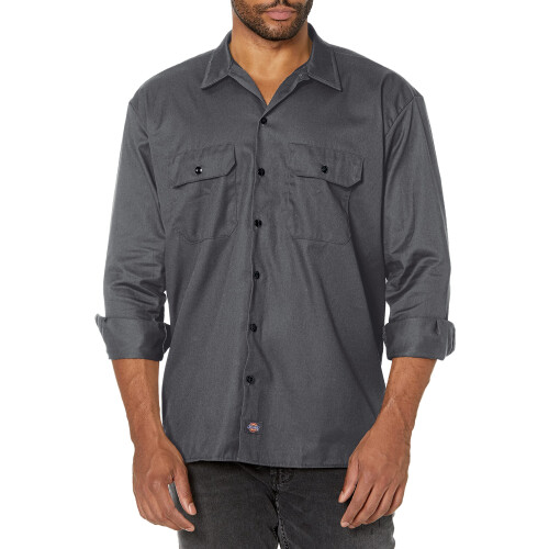 Dickies Dickies Ανδρικό 574 Μακρυμάνικο Εργασιακό Πουκάμισο, Μικρό, Γκρι