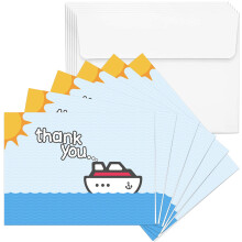 Cruise On Cruise personeel bedankkaarten (6-pack) Elegante waarderingskaarten voor bemanningsservers en hosts Premium kwaliteit blanco binnenzijde vo