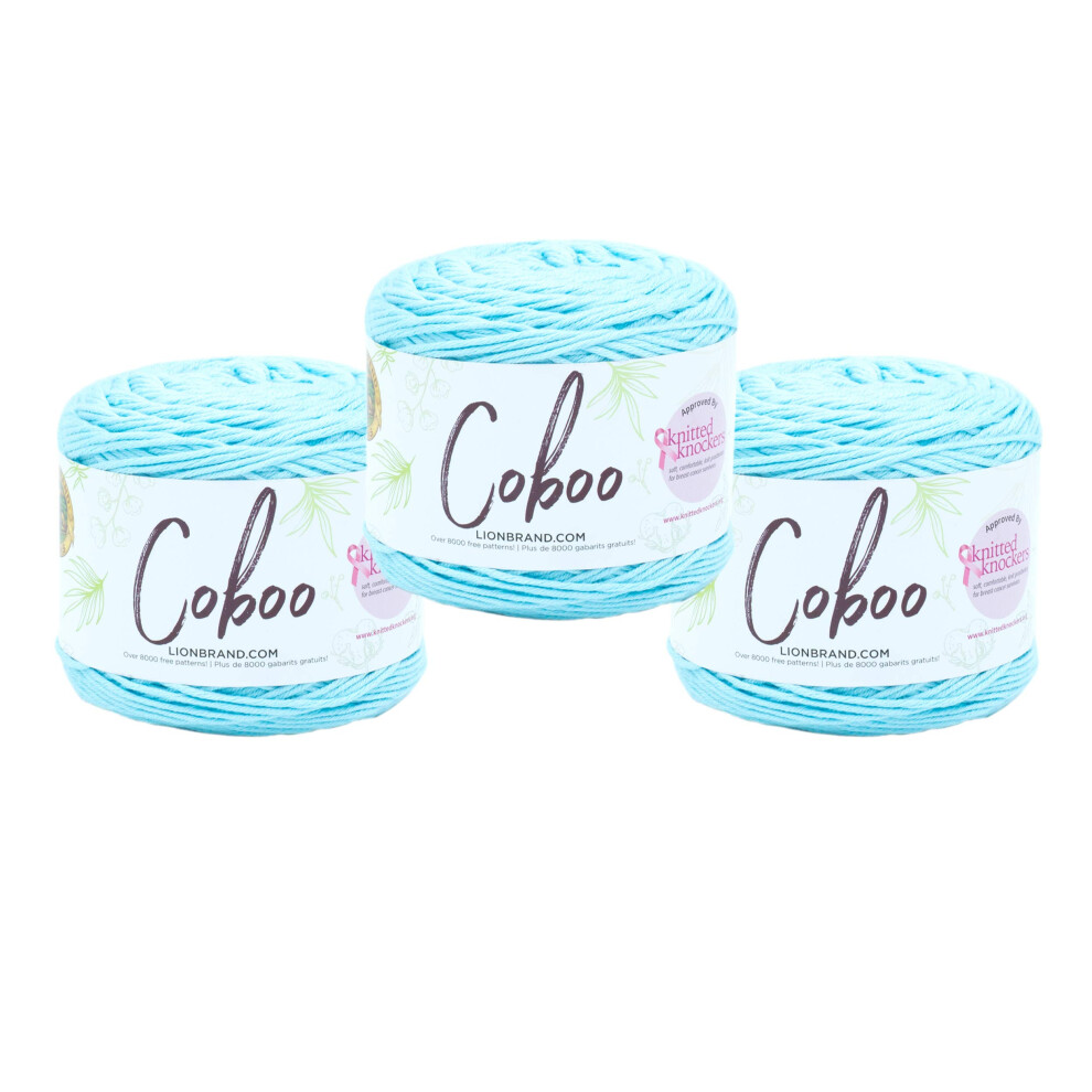 (3 Pack) Lion Brand Yarn coboo Bamboo Yarn  Ice Blue