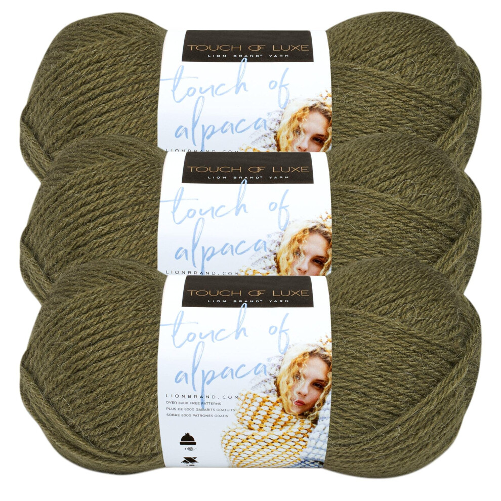 (3 Pack) Lion Brand Yarn Touch of Alpaca Yarn  Olive