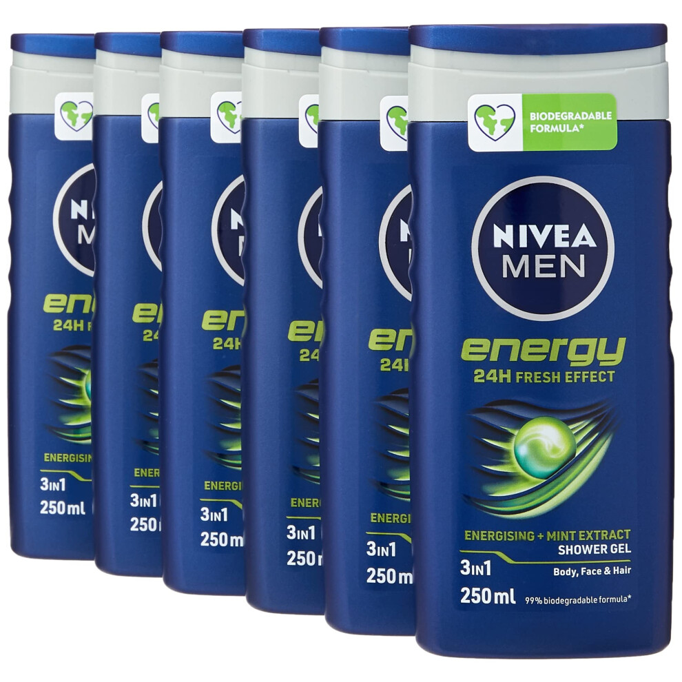 Nivea Men Energy 2-in-1 Shower gel 250 ml - Pack of 6