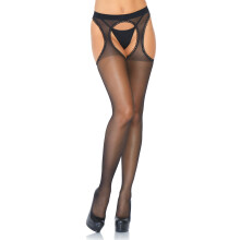 Leg Avenue Spandex doorschijnende geschulpte suspen Zwarte kleur