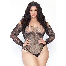 Leg Avenue Rhinestone long sleeve fishnet Black Color