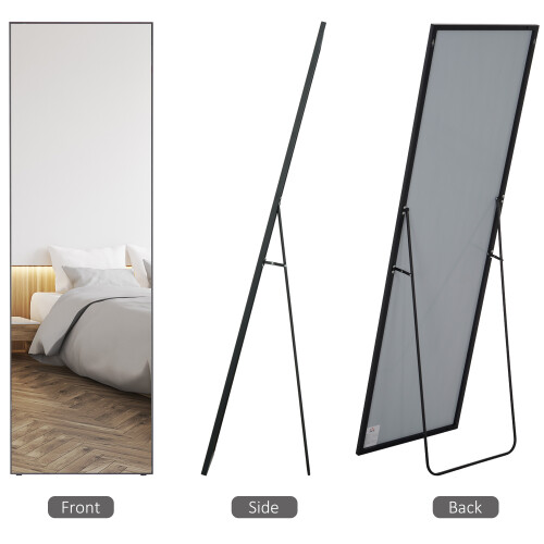 Homcom HOMCOM Full Length Mirror Floor Standing or Wall-Mounted, Dressing Mirror, Black 2