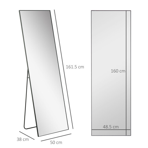 Homcom HOMCOM Full Length Mirror Floor Standing or Wall-Mounted, Dressing Mirror, Black 1