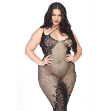 Leg Avenue Seamless net and lace dual str Black Color
