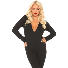 Leg Avenue Cozy mutandoni lunghi in costina spazzolata con colore nero