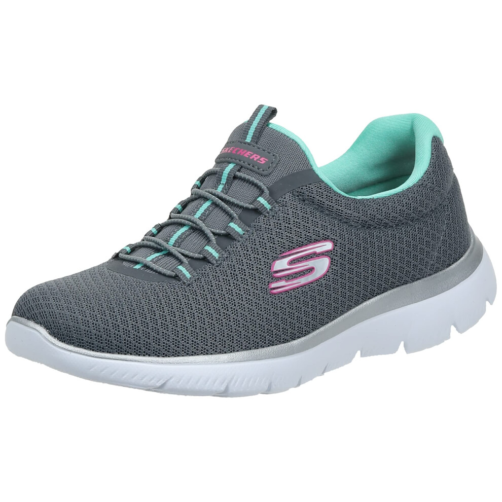 Skechers Women's Summits Sneaker  Charcoal/Green  6.5