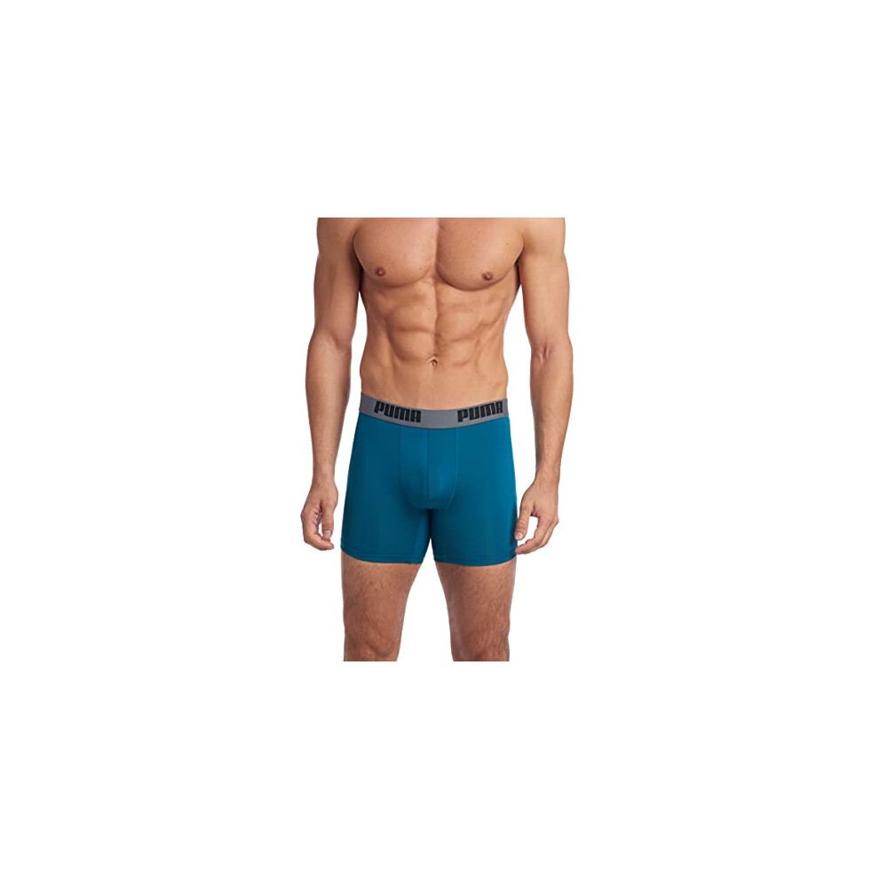 PUMA Men's 3 Pack Boxer Brief  Red/Grey/Teal  X-Large