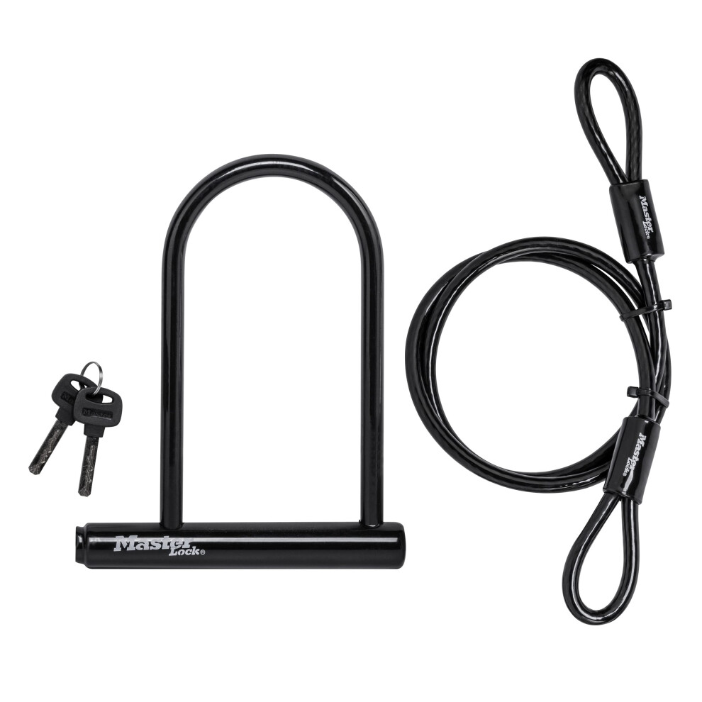 Master Lock 7.25"" U Lock with Looped End Cable Black