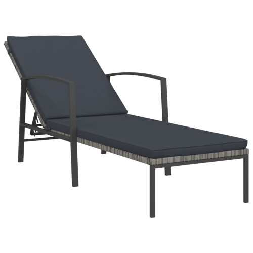 VidaXL vidaXL Sonnenliegen 2 Stk. mit Tisch Poly Rattan Grau 2