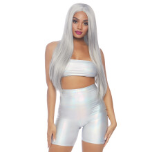 Leg Avenue 2 PC Holografické metalické spandex šedé