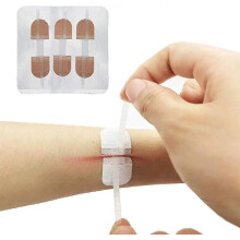 Emergency Wound Closures Band-aid Adhesive Bandages, Zip Stitch Stickers for Camping, Survival & Household Gear, 3 Pcs (45*10mm, Skin)