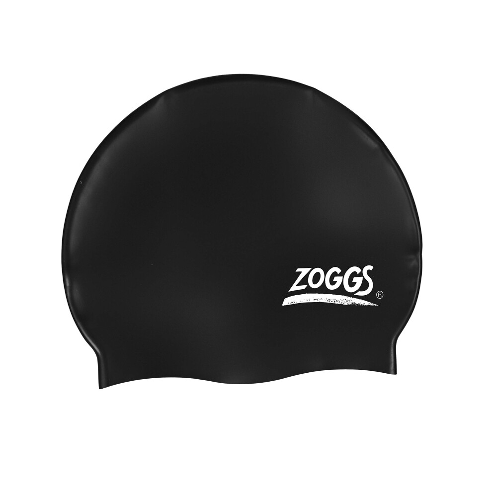 Zoggs Unisex Silicone Swimming cap  Black  One Size UK