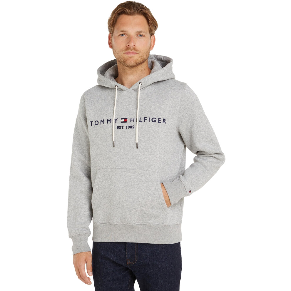 Tommy Hilfiger Men's Fleece Lined Logo Hoodie Gray XXL