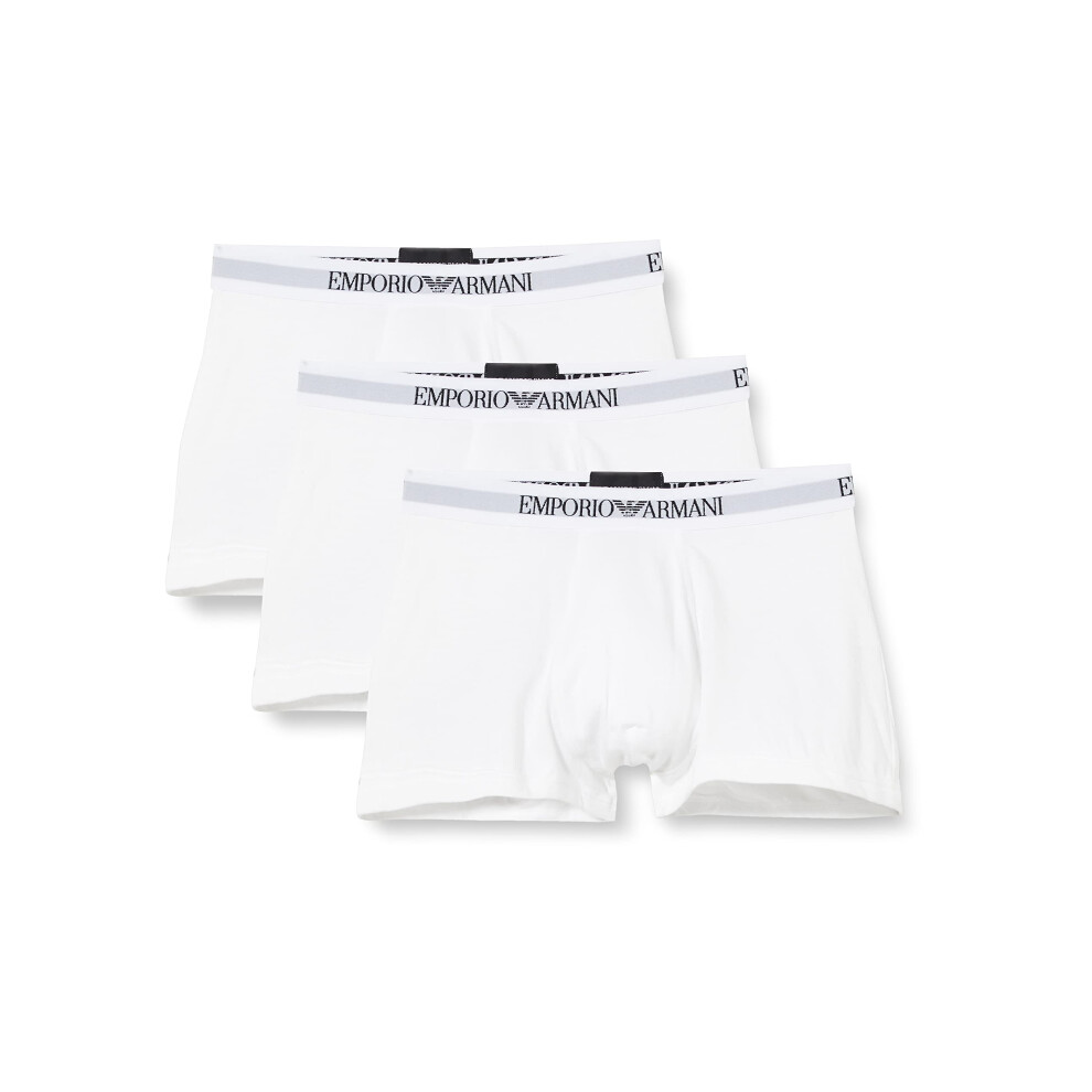 Emporio Armani Mens 3-Pack cotton Trunks  White  Small